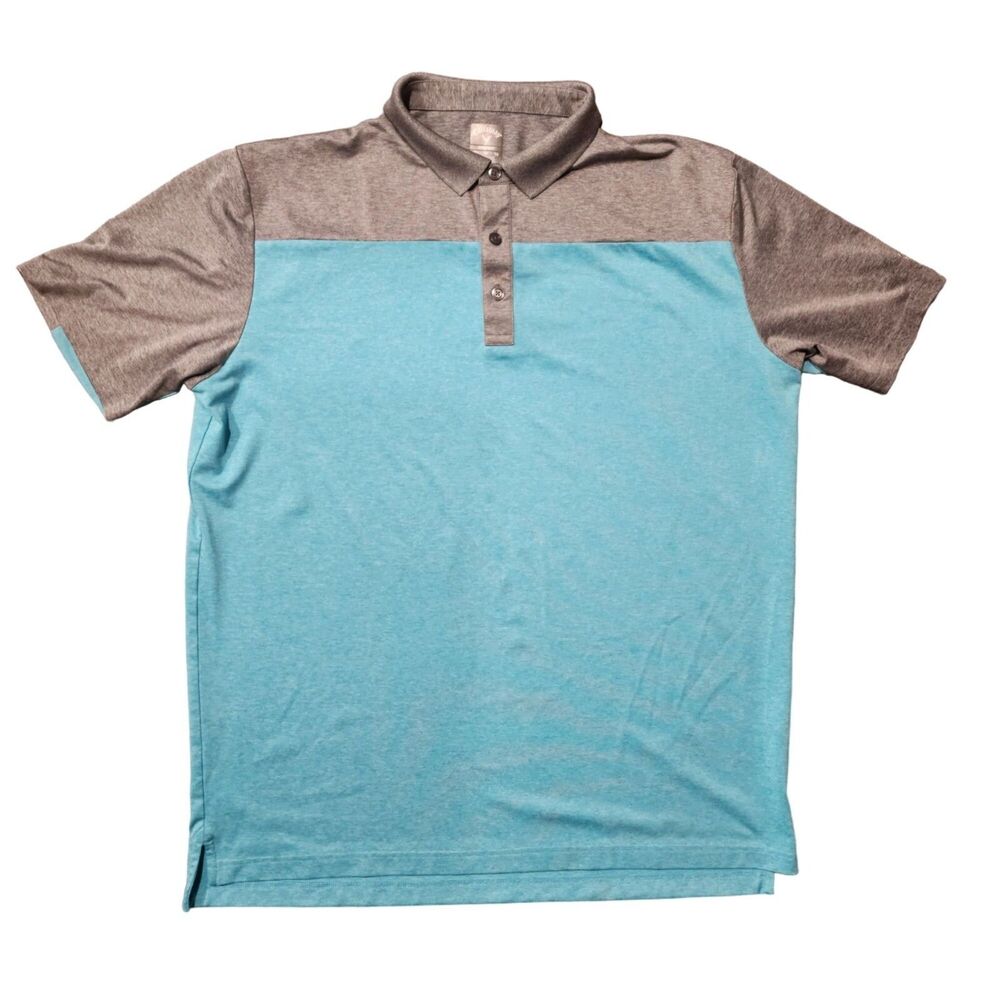 Callaway Opti-Dri Men's Polo Golf Short Sleeve Shirt Green Gray Size XL Blue Gry